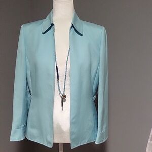 Isabella DeMarco Blue Linen/Rayon Lined Classic Blazer Office Professional Sz 6